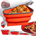 Caixa extensível de armazenamento de pizza Doubfivsy, recipiente plástico para conservar fatias de pizza frescas.