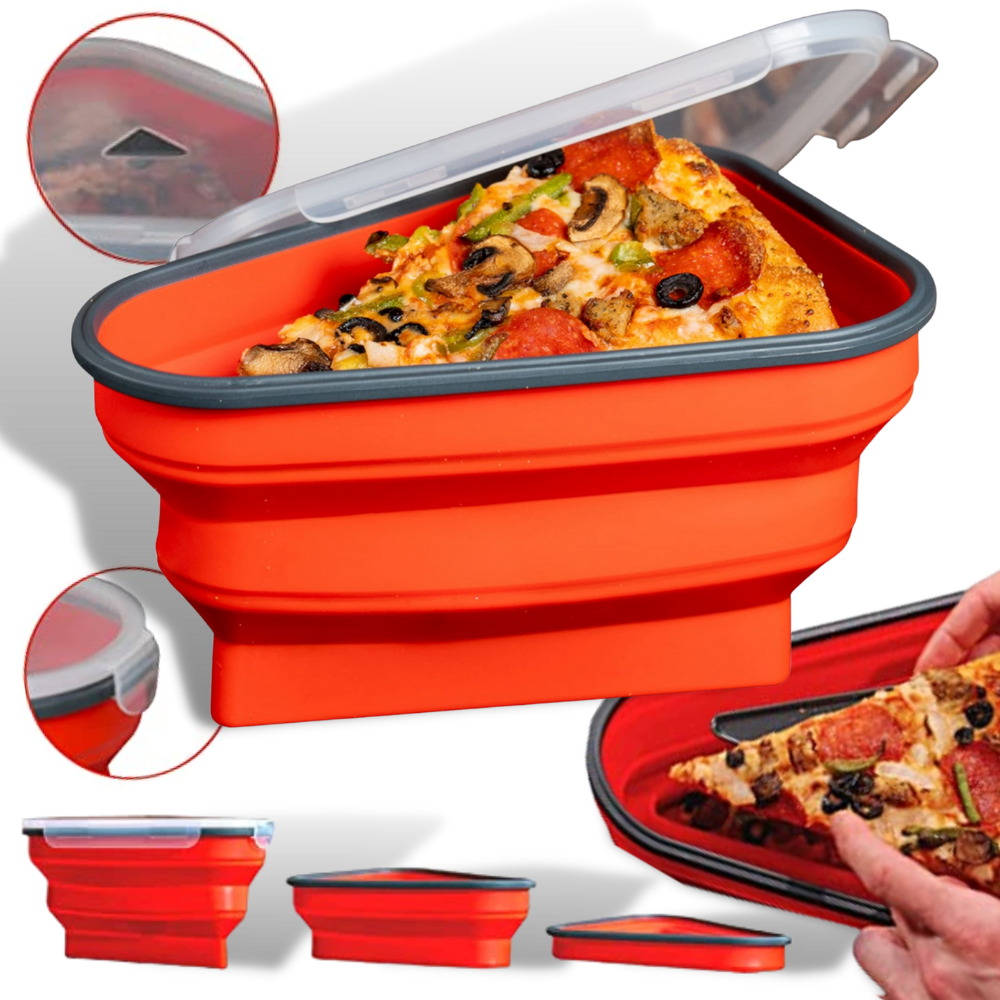Caixa extensível de armazenamento de pizza Doubfivsy, recipiente plástico para conservar fatias de pizza frescas.