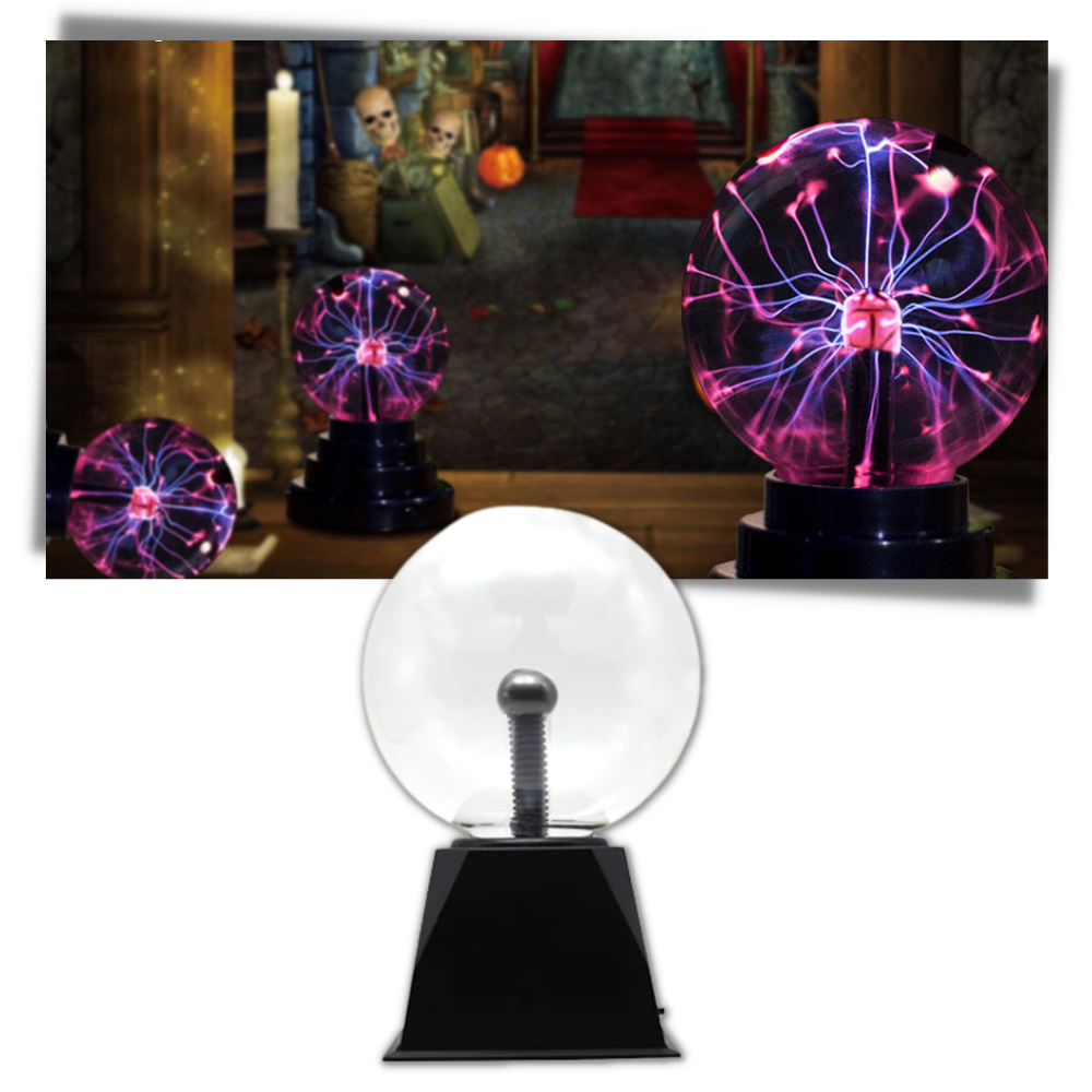 Lâmpada boule plasma mágica Szcq, veilleuse de ambiance com efeito de plasma colorido e design moderno.