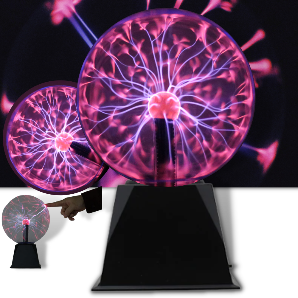 Lâmpada boule plasma mágica Szcq, veilleuse de ambiance com efeito de plasma brilhante e cores vibrantes.