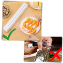 Distributeur e cortador de filme plástico Biosa, acessório de armazenamento alimentar para facilitar a preservação de alimentos.