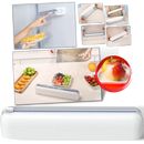Distributeur e cortador de filme plástico Biosa para armazenamento de alimentos, com lâmina e suporte plástico.