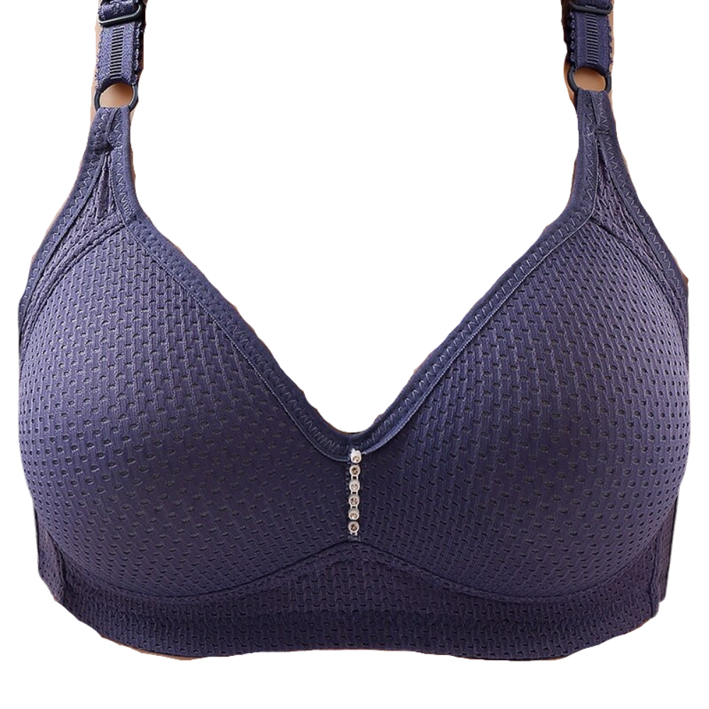 Soutien-gorge sem aro Warners® Blissful Benefits, confortável, sem armações, em tecido azul, ideal para uso diário.