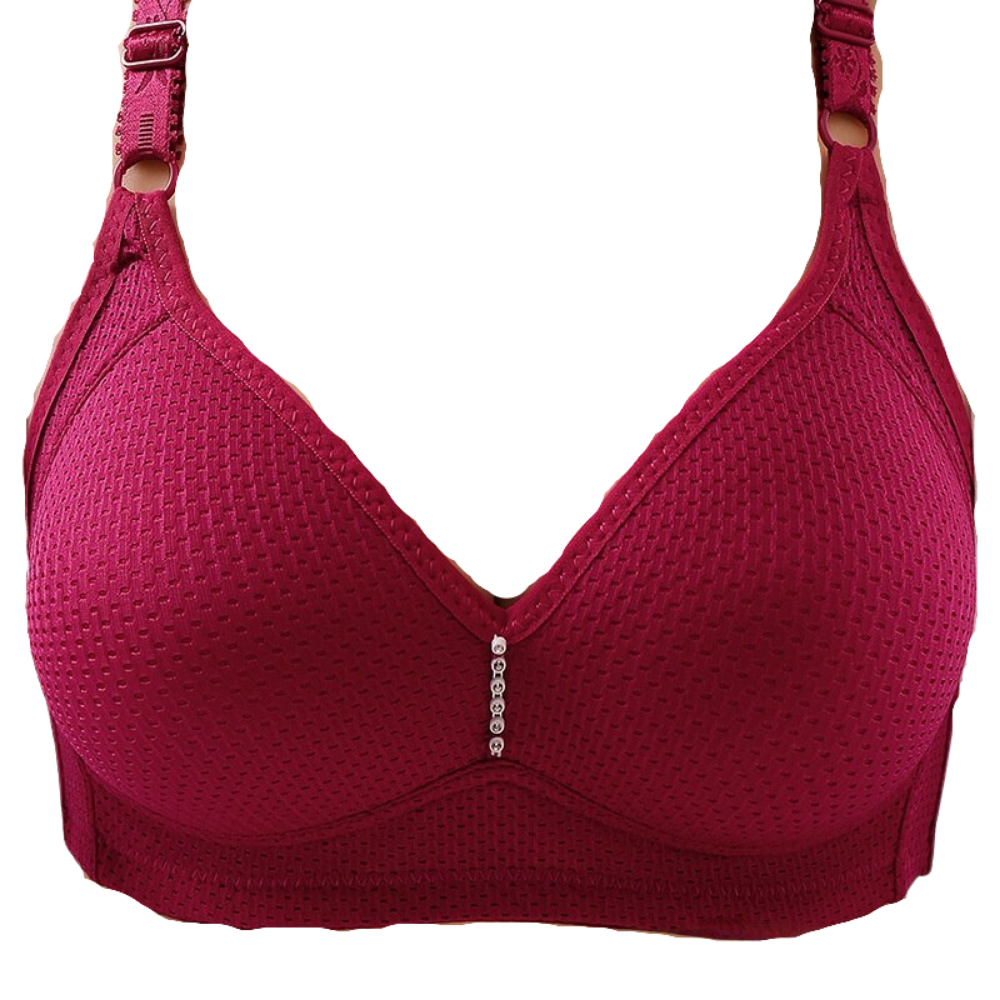 Soutien-gorge sem armações da Warners® Blissful Benefits, confortável, com tecido macio na cor vinho, para uso diário.
