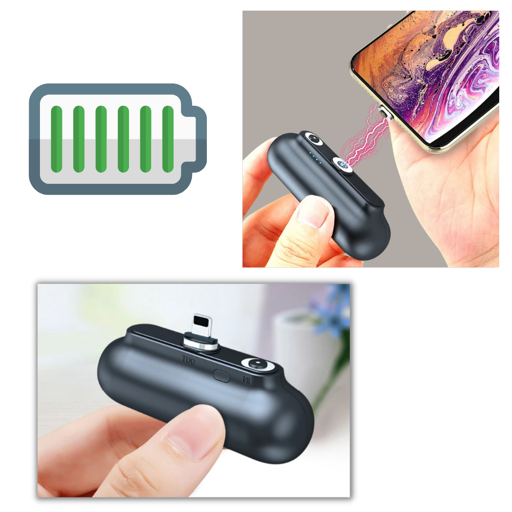 Carregador de bolso Gkg para telefone, portátil, compacto e com capacidade de bateria eficiente para recarregar dispositivos móveis.