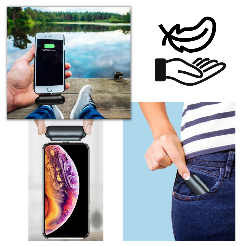Carregador de bolso portátil Gkg para telefone, compacto e leve, ideal para recarregar dispositivos móveis em movimento.