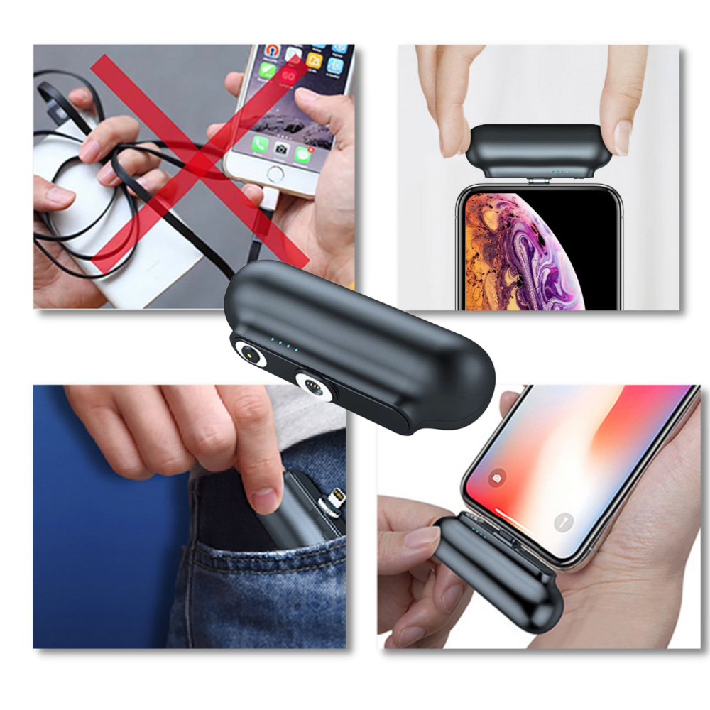 Carregador de bolso para telefone Gkg, alimentador portátil sem fio, compacto e prático para carregamento móvel.