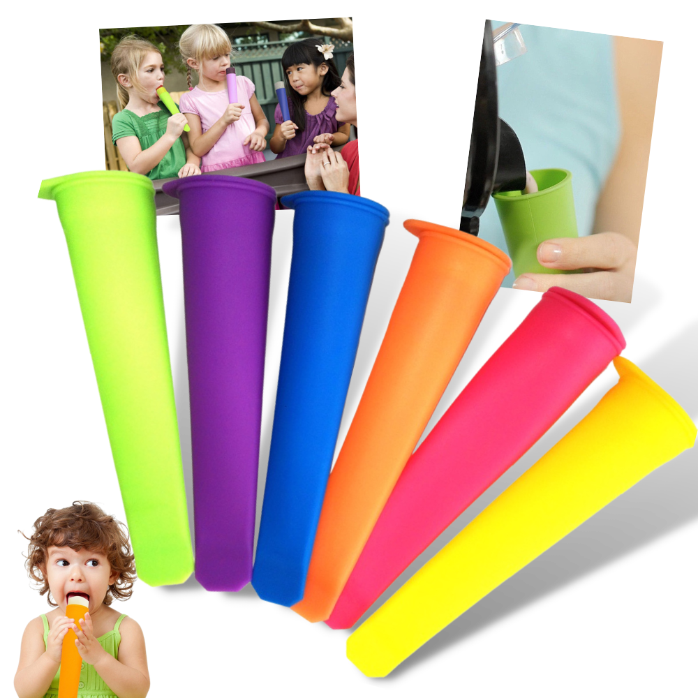 Conjunto de 5 moldes de silicone Ecoberi para fazer picolés, acessórios de pequeno eletrodoméstico para gelo e doces congelados.