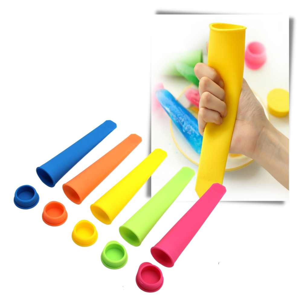 Conjunto de 5 moldes de silicone para picolés da Ecoberi, acessório para pequeno eletrodoméstico, durável e fácil de usar.
