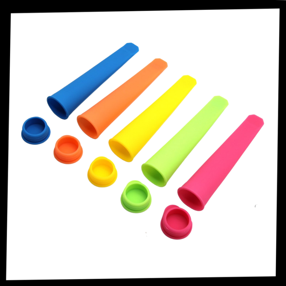 Conjunto de 5 moldes de silicone para picolés, acessórios para eletrodomésticos da marca Ecoberi, ideal para fazer doces congelados.