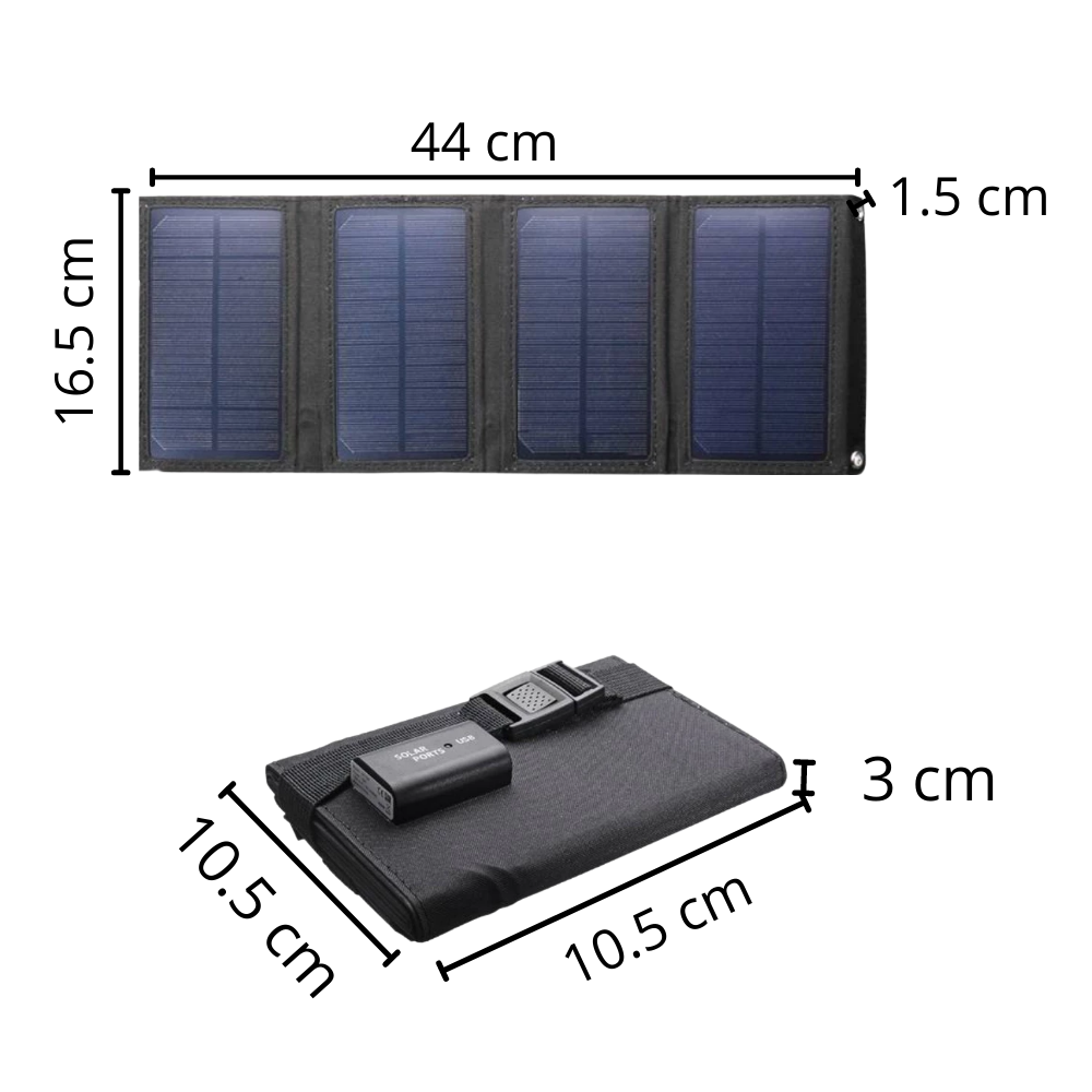 Carregador portátil com painel solar Mdhand, com porta USB para carregar dispositivos móveis ao ar livre.