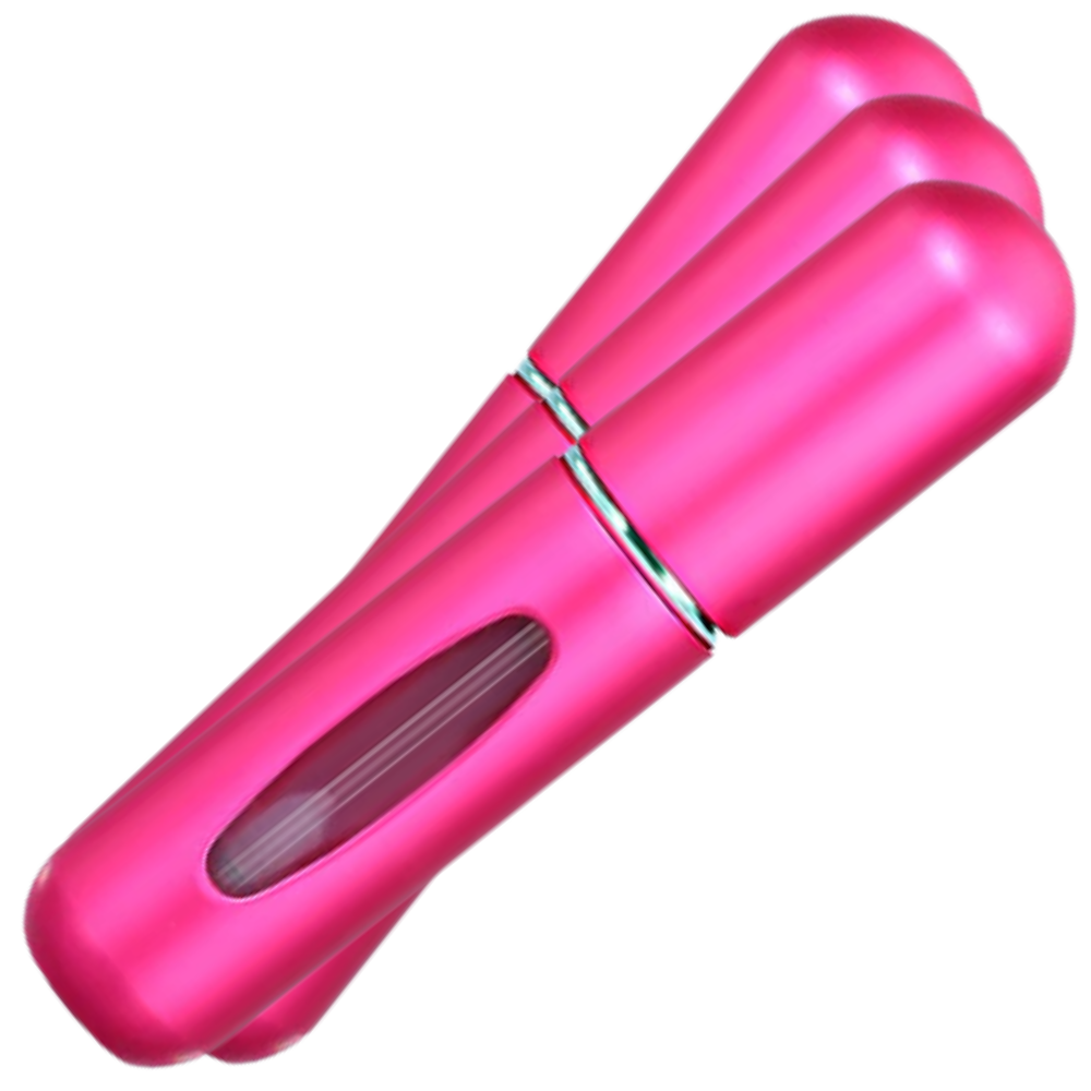 Conjunto de 3 mini frascos de perfume recarregáveis Eastjing para viagem, com tampa rosa e design portátil.