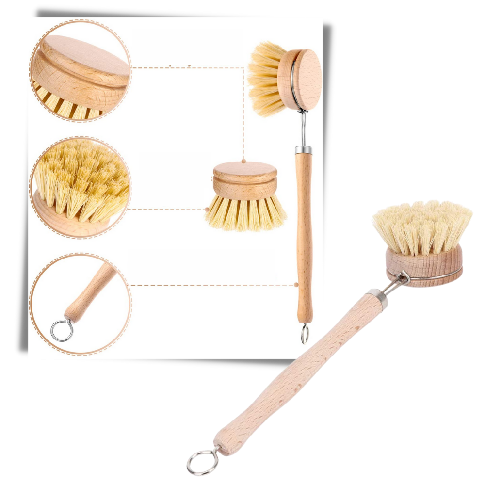 Escova de limpeza ecológica da Danjastic, utensílio de cozinha sustentável com cerdas duráveis para limpeza eficiente.