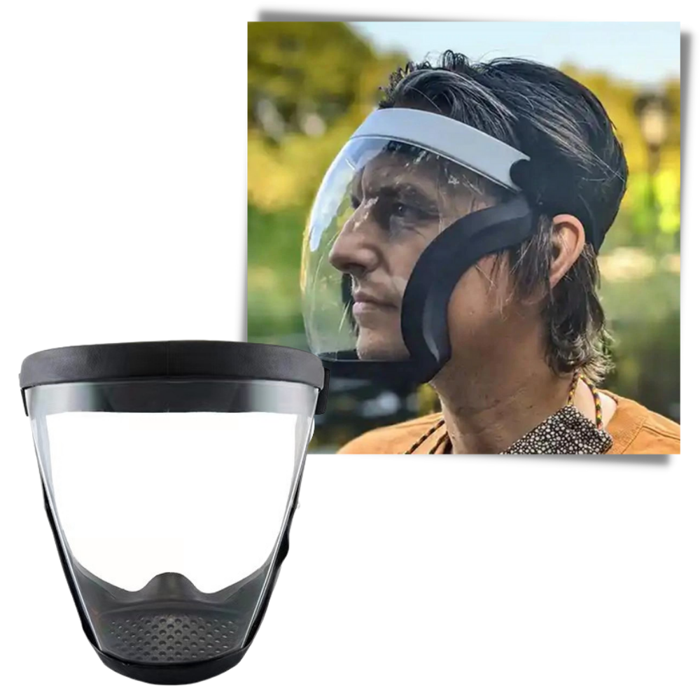 Máscara de proteção Beiyueji, máscara completa transparente, com design confortável para uso diário.