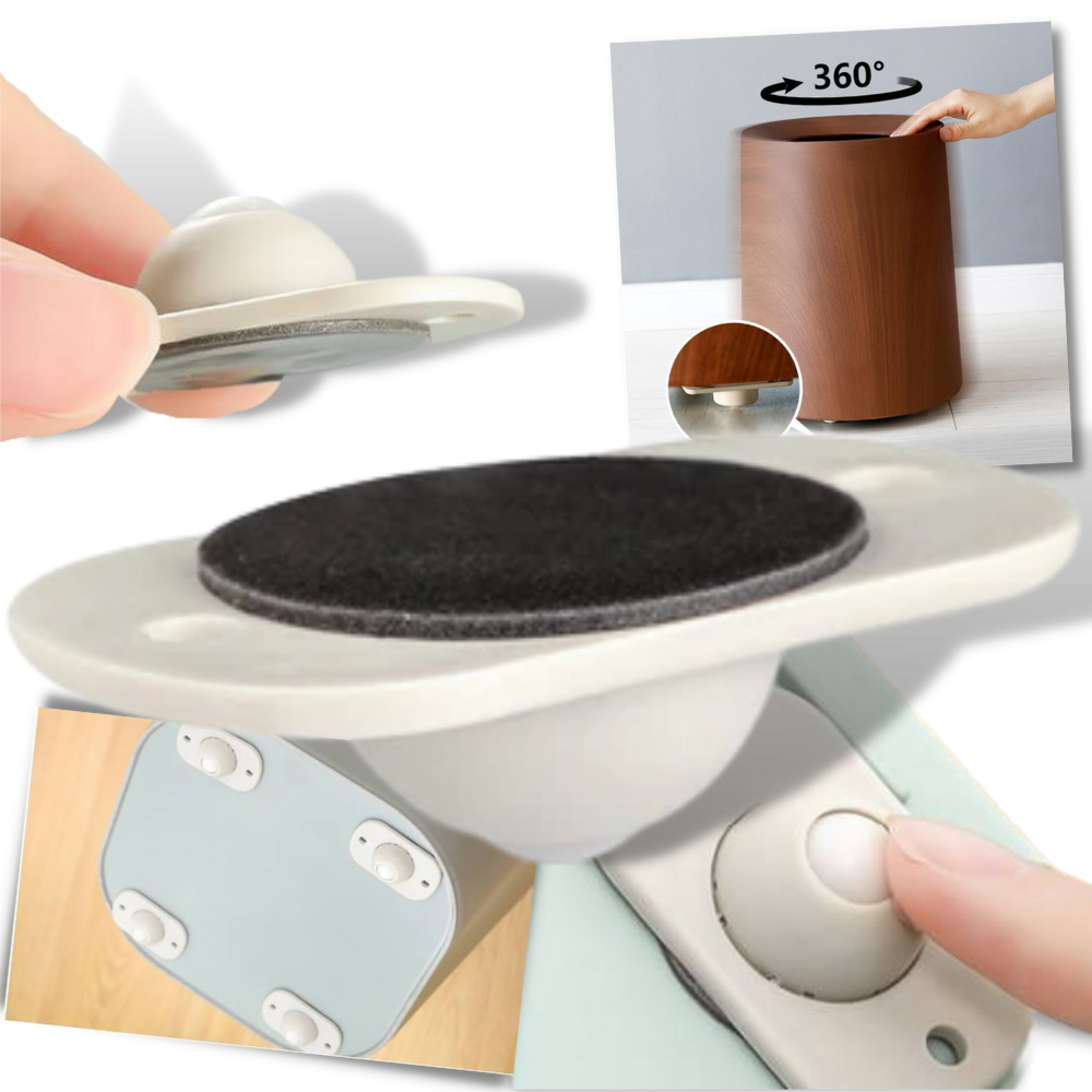 Roda de móvel pivotante adesiva da Decodean, acessório para aparelhos eletrodomésticos, visível na imagem com superfície lisa.