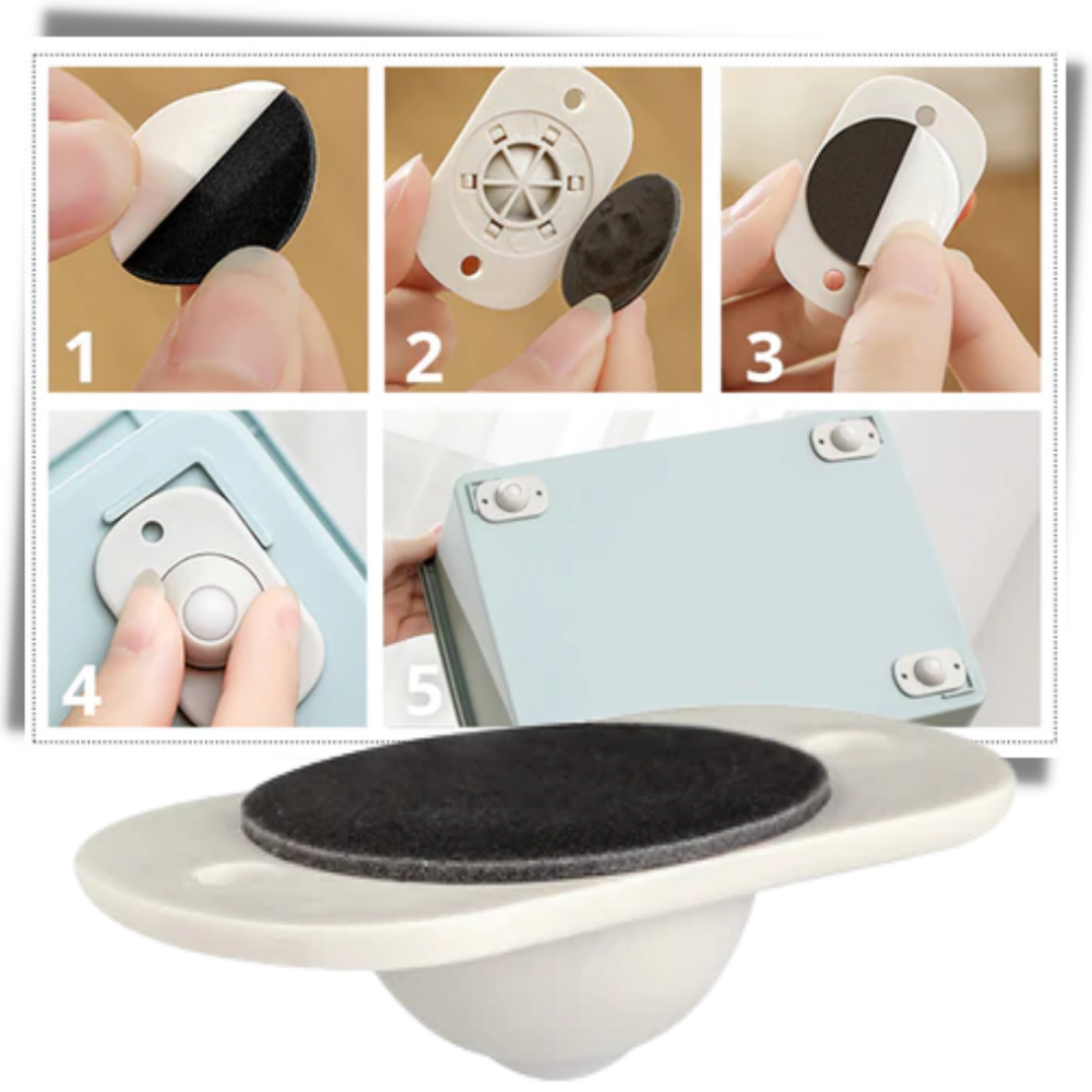 Roda de móvel pivotante adesiva Decodean para facilitar movimentação de eletrodomésticos, com design prático e fixação fácil.
