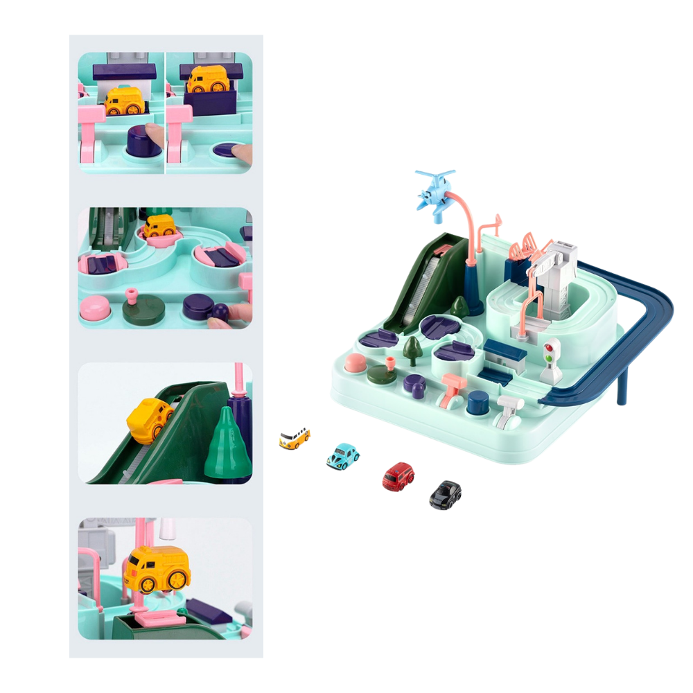 Carrinho de brinquedo mecânico Apmemiss com trilho de fácil encaixe para crianças, acessório para veículos de brinquedo.