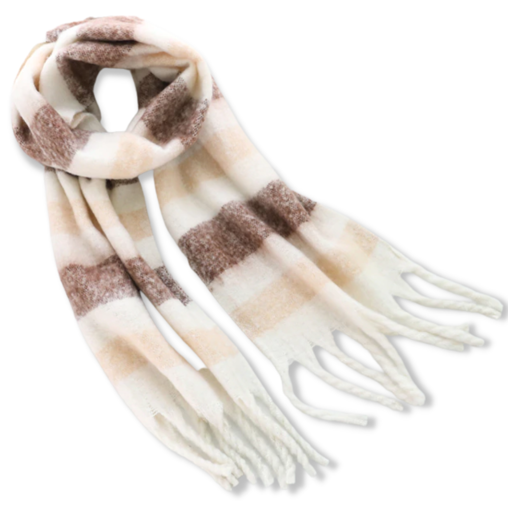 Cachecol de inverno feminino da Oem com estampa xadrez, feito de tecido quente, ideal para proteção contra o frio.