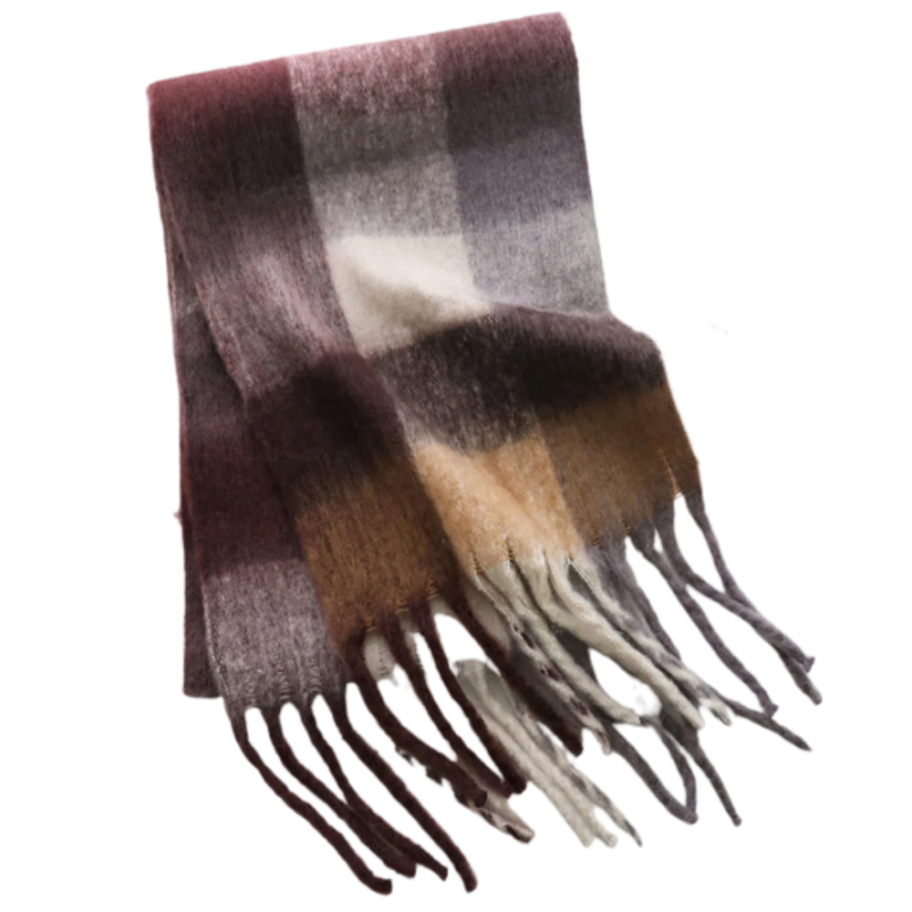 Cachecol feminino de inverno xadrez da Oem, tecido macio e confortável, ideal para dias frios.