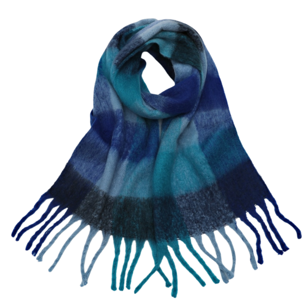 Lenço de inverno feminino Oem com estampa quadriculada, tecido aconchegante e cores vibrantes para proteger do frio.