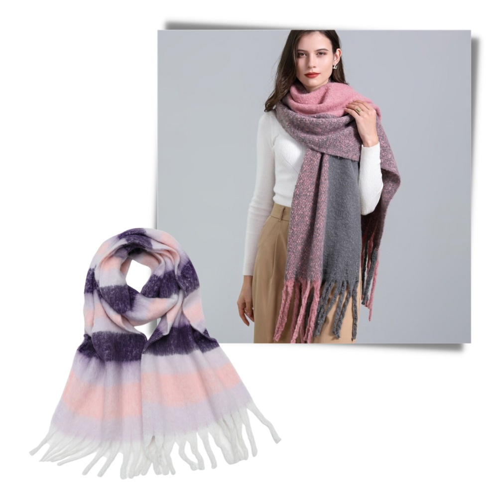 Echarpe de inverno feminina da Oem com estampa xadrez colorida, feita de tecido quente e confortável.