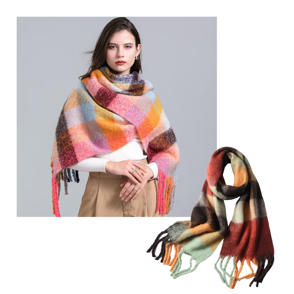 Cachecol de inverno feminino Oem com estampa xadrez, ideal para manter aquecimento e estilo durante o frio.