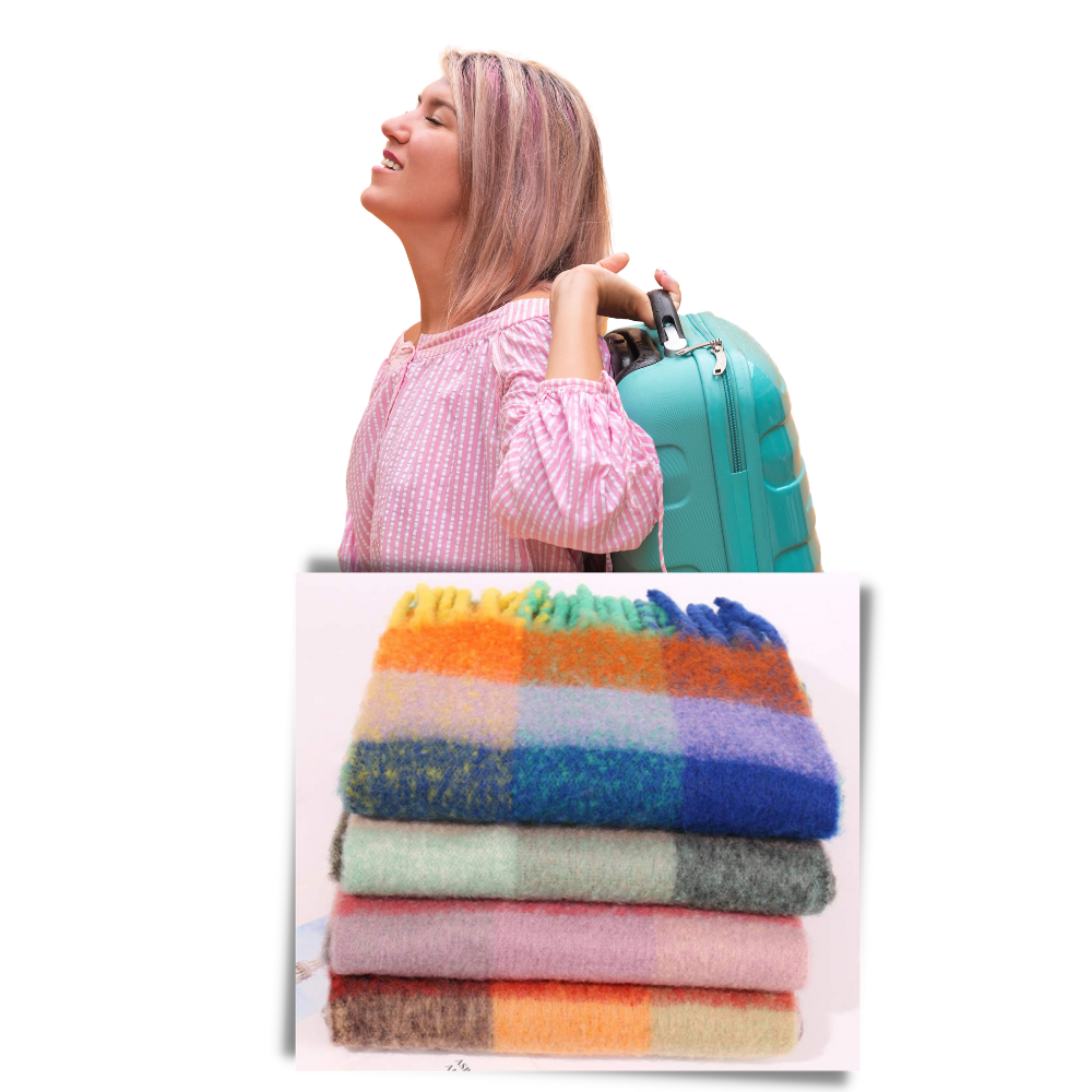 Echarpe de inverno xadrez para mulheres, marca Oem, com padrão colorido e tecido quente, ideal para frio.