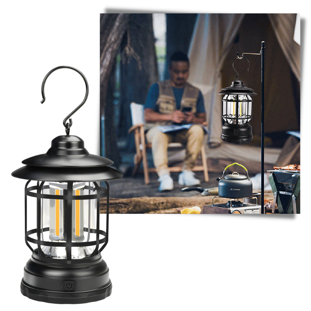 Lanterna de camping retrô à LED da Versear, luz aconchegante e portátil para atividades ao ar livre e aventuras de camping.