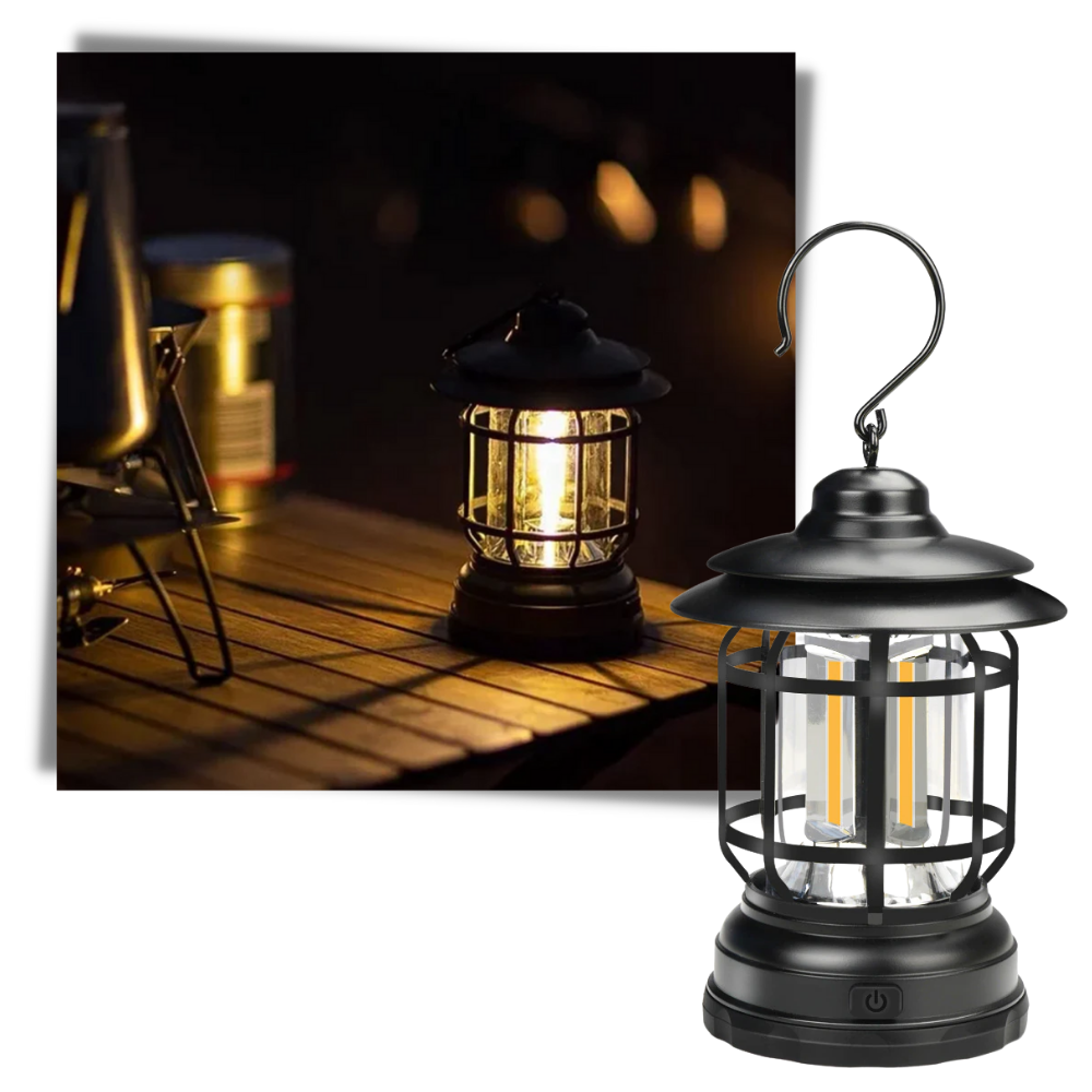 Lanterna de camping retro à LED da Versear, iluminação brilhante, ideal para atividades de camping e caminhada ao ar livre.