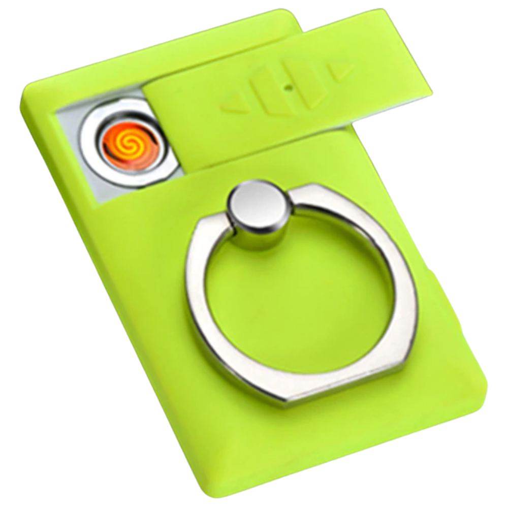 Anel de telefone com isqueiro Jettingbuy na cor verde, com design compacto e funcional para uso em dispositivos móveis.
