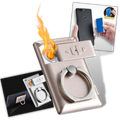 Anel de telefone com isqueiro Jettingbuy, acessório de telefonia com suporte para celular e isqueiro integrado, em uso.