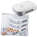 Caixa de armazenamento de ovos com divisórias para geladeira, marca Luokeji, grande capacidade, ideal para organizar alimentos.