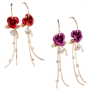 Brincos de ouro Eastjing com ganchos de rosas em forma de flores e detalhes de gotejamento, elegantes e femininos.