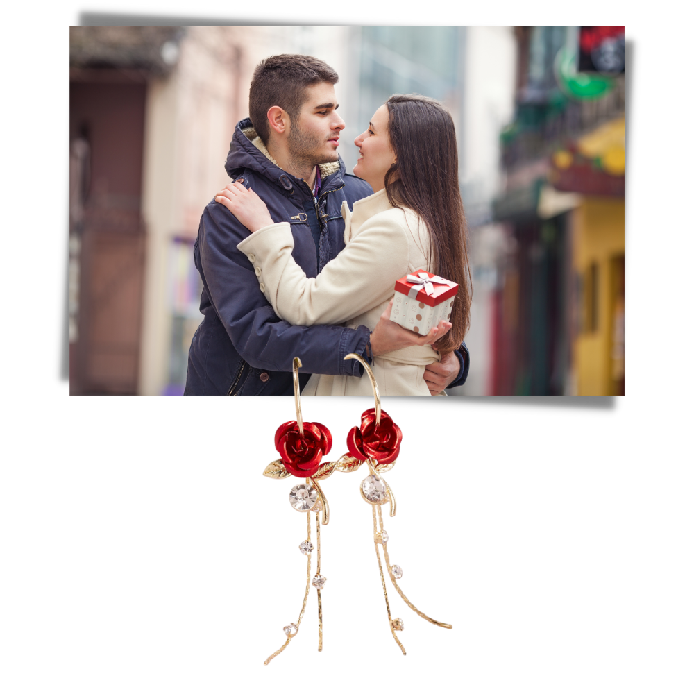 Brincos de ouro em forma de rosas com franjas, brincos de argola Eastjing, acessórios elegantes para orelhas femininas