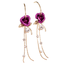 Brincos de argola com pendentes em forma de rosas roxas, brincos em estilo borboleta da marca Eastjing.