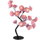 Lâmpada decorativa em forma de rosa artificial da Sunnimix, com detalhes de flores e folhas em tons de vermelho e verde.