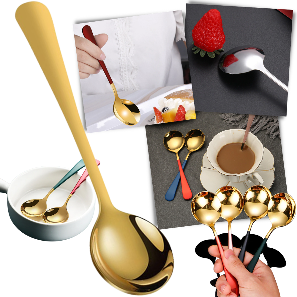 Conjunto de 2 colheres de aço inoxidável para artes de mesa, design elegante e resistente, marca Bluelans.
