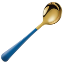 Conjunto de 2 colheres em aço inoxidável da Bluelans, utensílios de arte de mesa com acabamento em dourado azul.