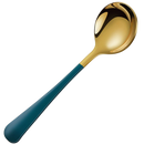 Conjunto de 2 colheres em aço inoxidável da Bluelans, utensílios de arte de mesa com acabamento verde dourado, para servir e comer.