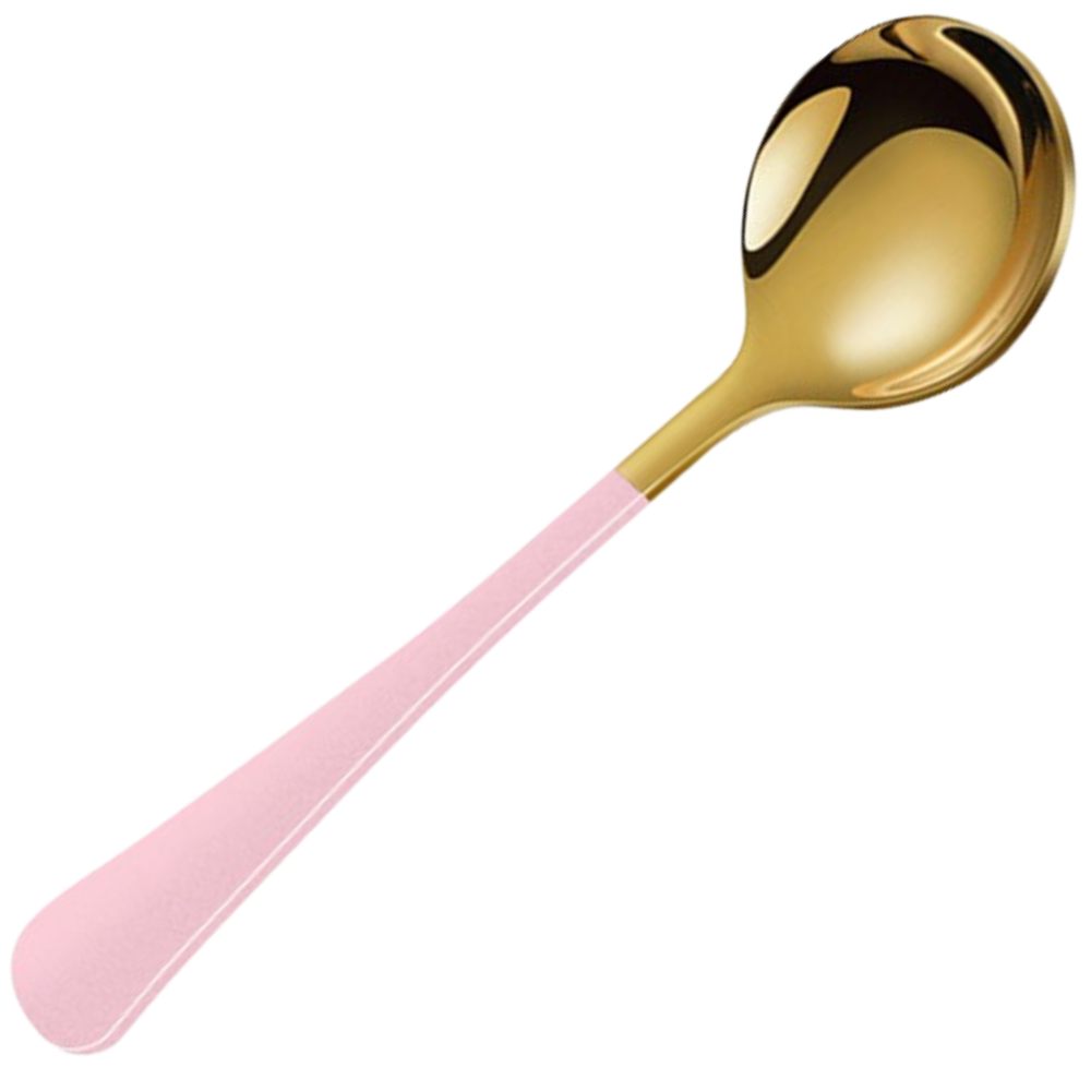 Conjunto de 2 colheres em aço inoxidável com acabamento dourado rosa, utensílios de artes de mesa da marca Bluelans.
