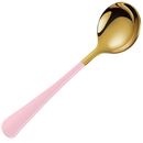 Conjunto de 2 colheres em aço inoxidável com acabamento dourado rosa, utensílios de artes de mesa da marca Bluelans.