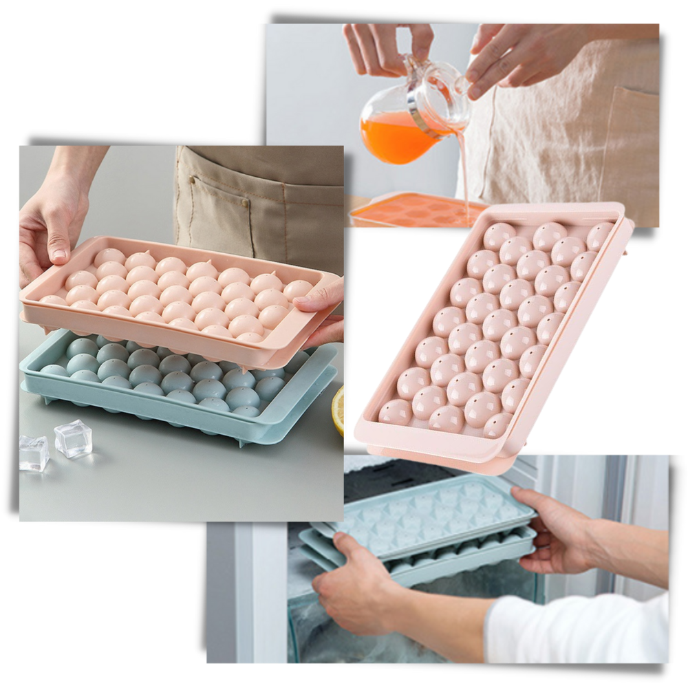 Moldes de silicone para gelo em formato de bolas, marca Rikastua, utensílios de cozinha para fazer cubos de gelo redondos.