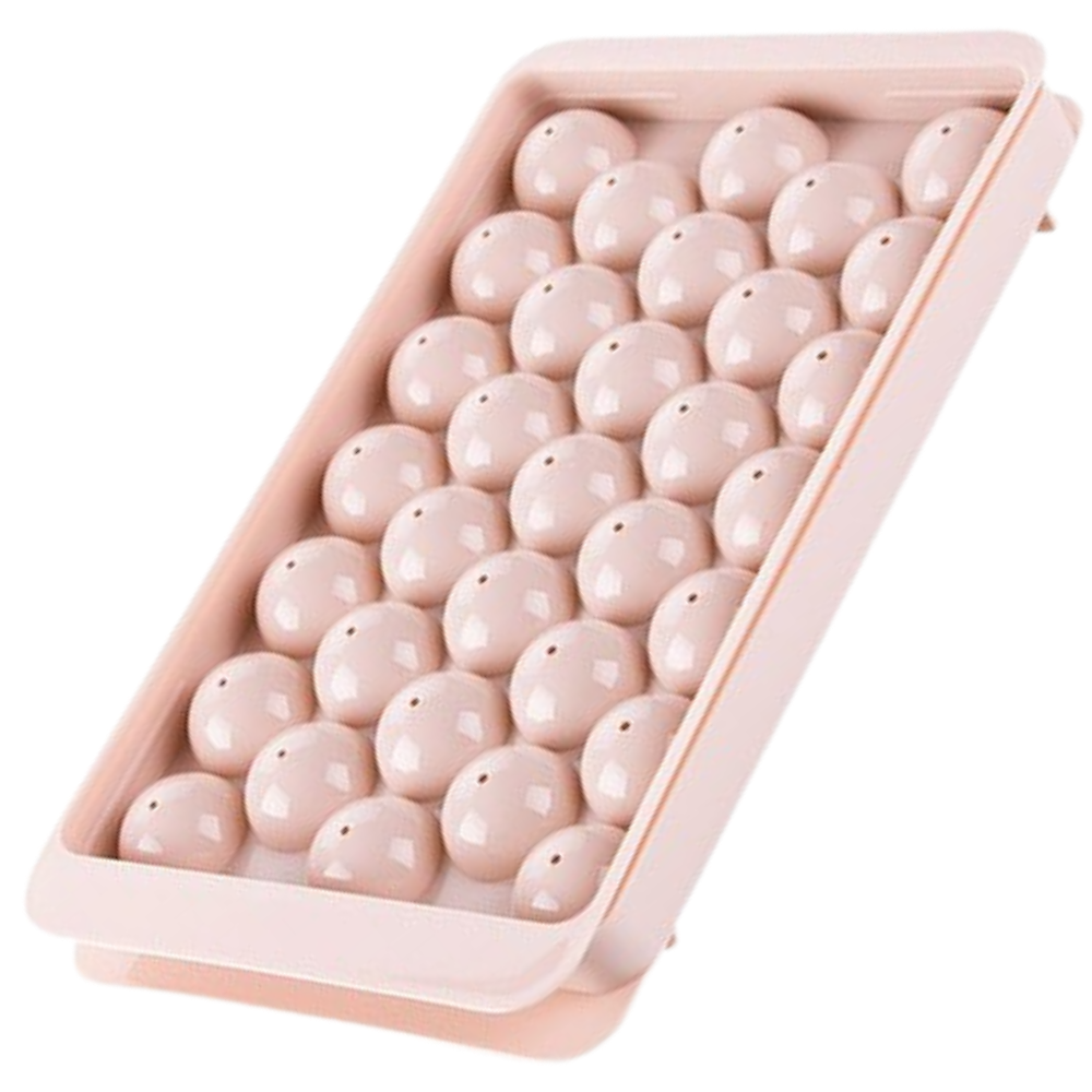 Conjunto de moldes de gelo redondos da Rikastua, acessório de cozinha em silicone rosa para fazer gelo em forma de bolas.