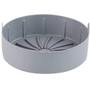 Assadeira de silicone reutilizável para air fryer, material de cozinha e pâtisserie, em cinza, resistente e flexível.