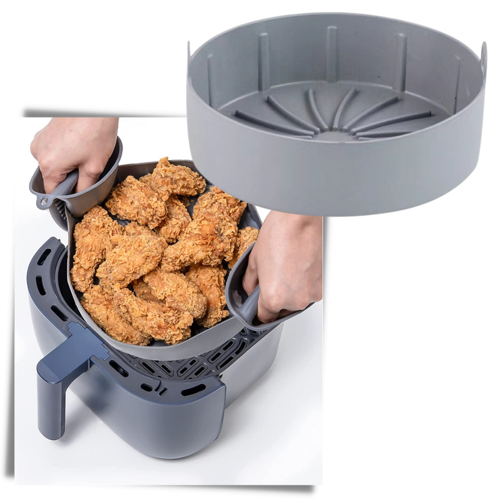 Poêle de silicone reutilizável para fritadeira a ar, utensílio de cozinha e confeitaria resistente ao calor.