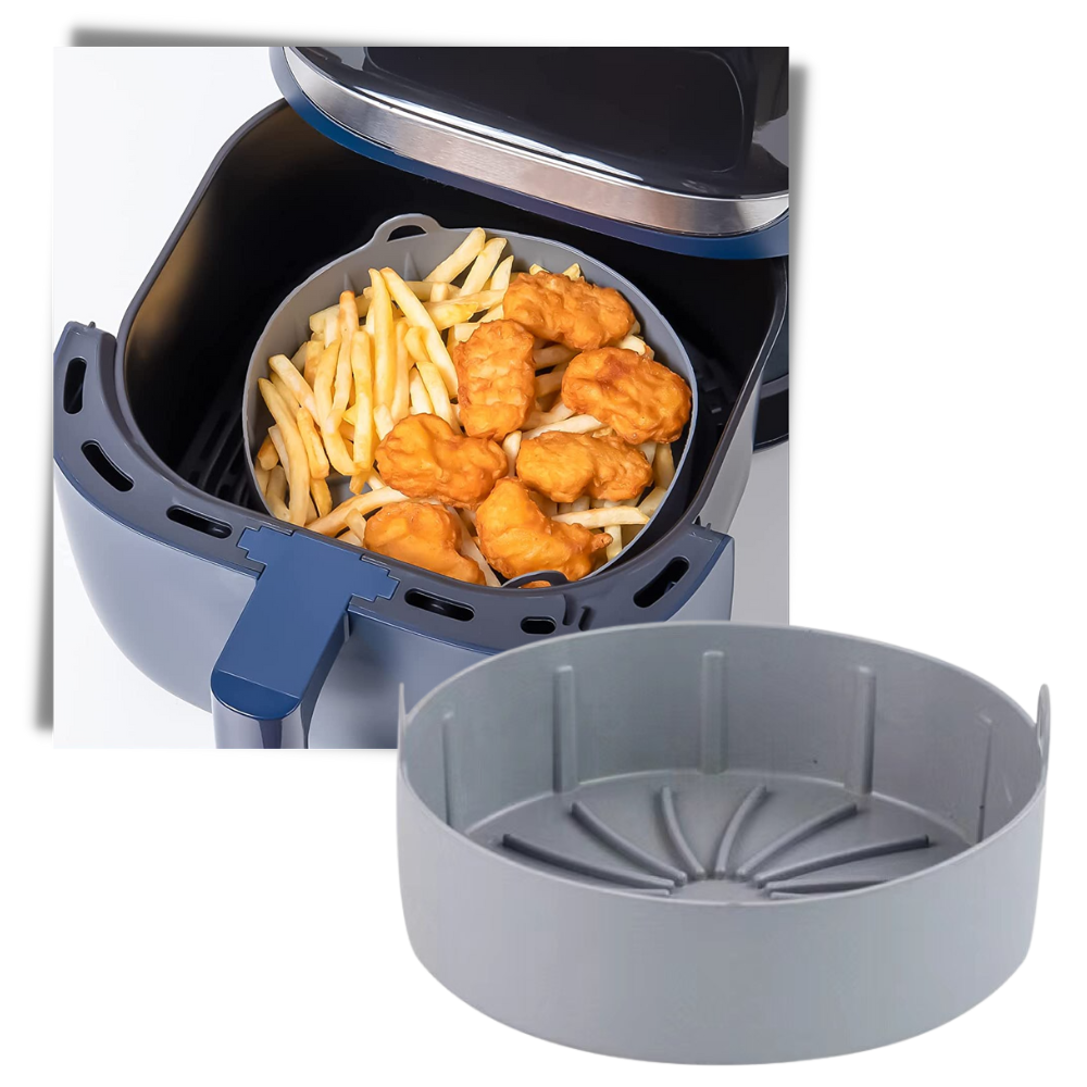 Poêle de silicone reutilizável para fritadeira a ar, utensílio de cozinha e pâtisserie, resistente ao calor e fácil de limpar.