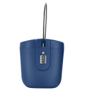 Coffre-fort portátil Safego com alça azul, resistente para armazenamento seguro de objetos pessoais.