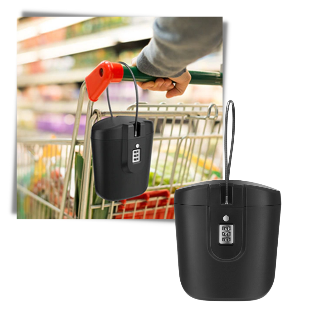 Coffre-fort portátil Safego com alça de transporte, estrutura resistente e segura para armazenamento de objetos de valor.