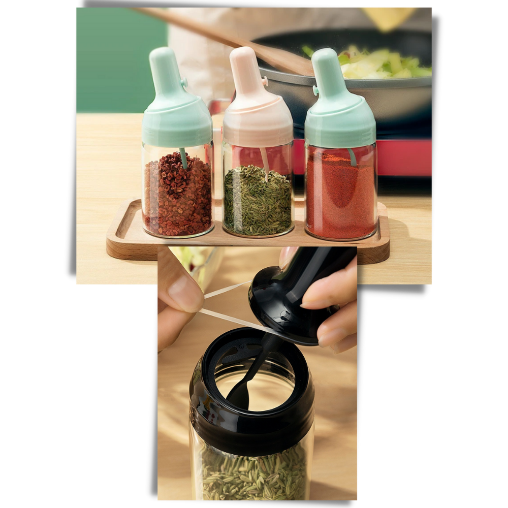 Bocal de temperos Aimiya, resistente à umidade, utensílio de cozinha para armazenamento de condimentos secos, proteção eficaz