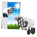 Lâmpada de segurança LED solar com sensor de movimento, design compacto e eficiente para iluminação externa.